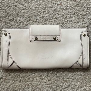 Cole Haan Cream Leather studded kiss-lock clutch purse